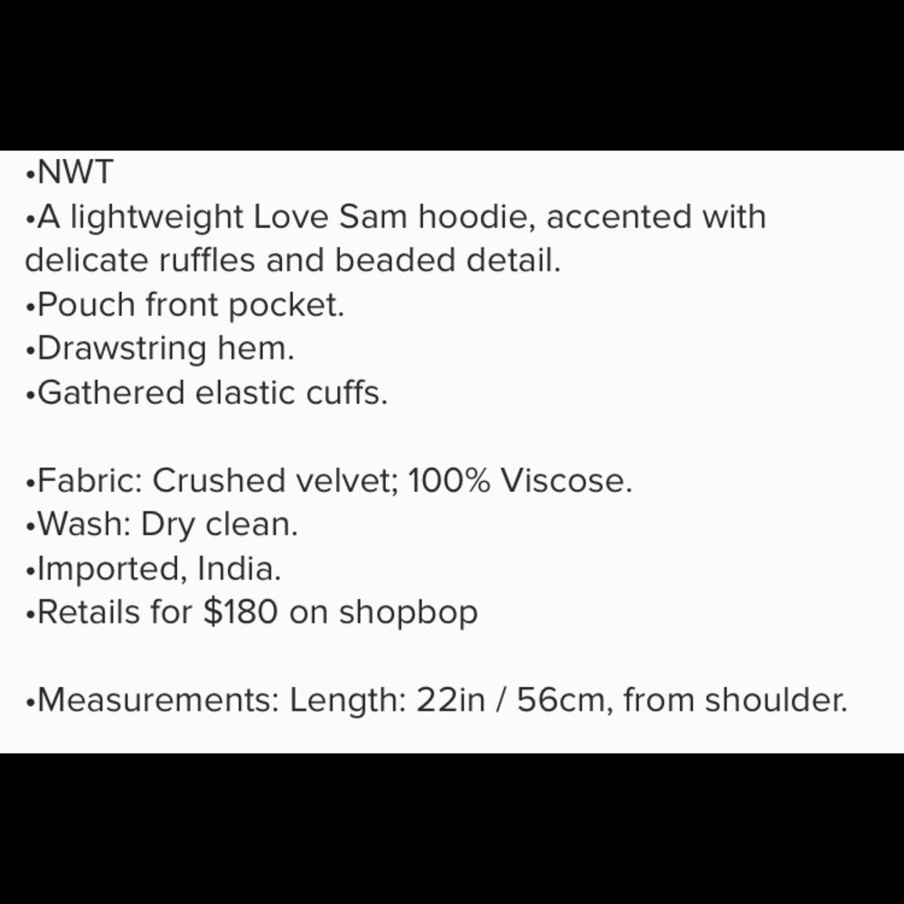 Love Sam velvet hooded top with beading - Picture 3 of 3